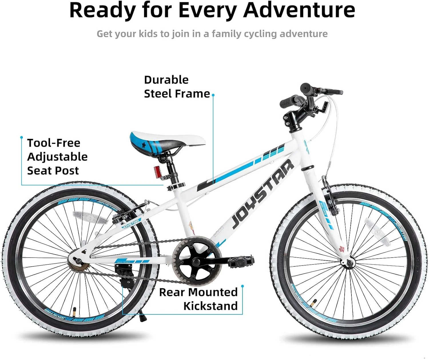 دوچرخه کودکانه ۲۰ اینچی JOYSTAR Lubbock مناسب پسران و دختران ۷ تا ۱۰ سال، دوچرخه کوهستانی Hardtail ۲۰ اینچی با فریم فولادی و سیستم محرکه تک سرعته به همراه پایه نگهدارنده، دوچرخه ۲۰ اینچی سفید دوچرخه کودکانه ۲۰ اینچی JOYSTAR Lubbock مناسب پسران و دختران ۷ تا ۱۰ سال، دوچرخه کوهستانی Hardtail ۲۰ اینچی با فریم فولادی و سیستم محرکه تک سرعته به همراه پایه نگهدارنده، دوچرخه ۲۰ اینچی سفید