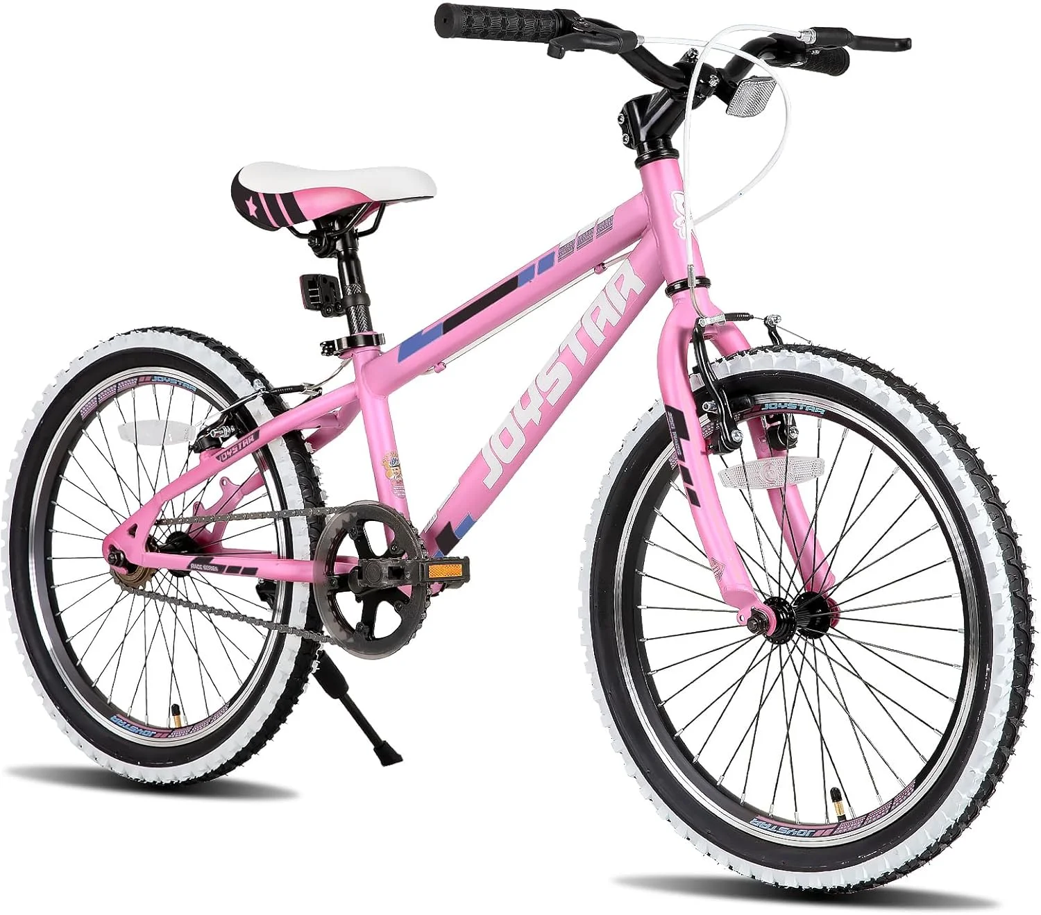 دوچرخه کودکانه JOYSTAR Lubbock سایز 20 و 24 اینچ برای پسران و دختران 7 تا 12 سال، دوچرخه کوهستانی هاردتیل با سیستم دنده 1 سرعته/7 سرعته، لاستیک های آج دار دیواره سفید