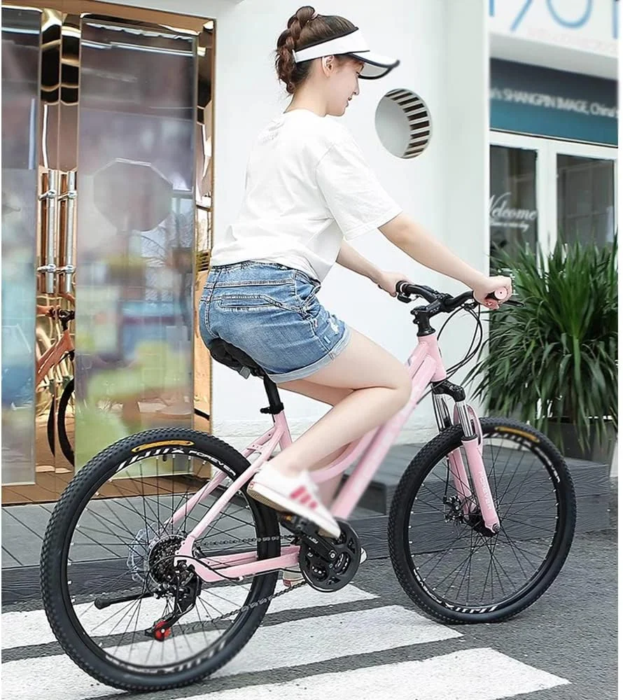 دوچرخه کوهستانی 24 اینچی، دوچرخه مسابقه ای 21 سرعته متغیر، مناسب برای مدرسه/کار/بالا رفتن از تپه/خرید/خرید مواد غذایی