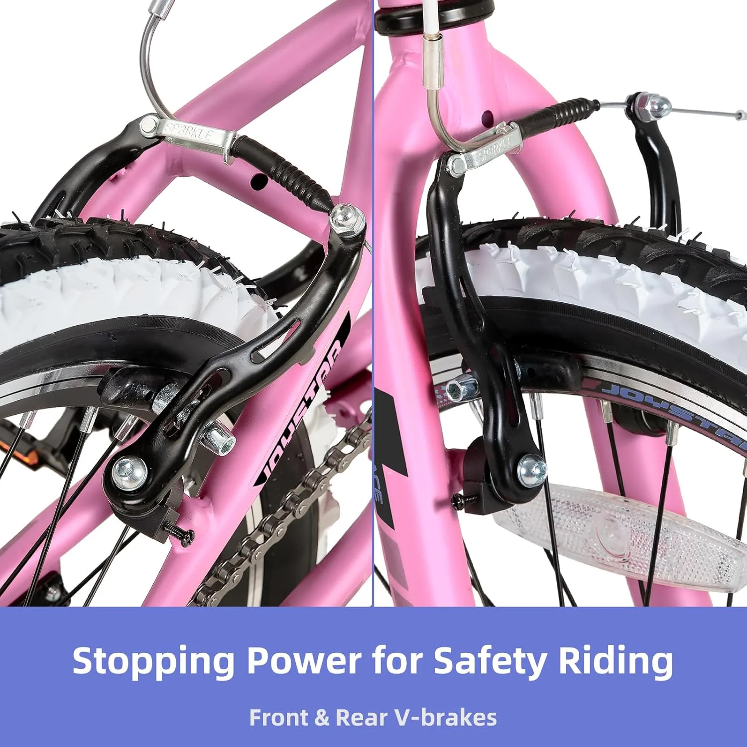 دوچرخه کودکانه JOYSTAR Lubbock سایز 20 و 24 اینچ برای پسران و دختران 7 تا 12 سال، دوچرخه کوهستانی هاردتیل با سیستم دنده 1 سرعته/7 سرعته، لاستیک های آج دار دیواره سفید