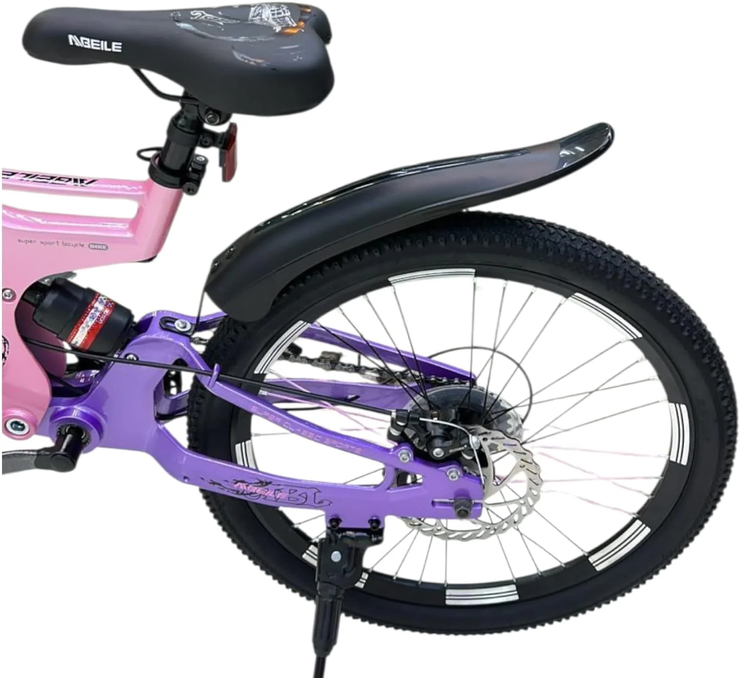 دوچرخه بچه گانه 20 اینچی - دوچرخه 28 سرعته با سیستم تعلیق دوگانه، دنده انگشتی، ترمزهای دیسکی دوگانه و صندلی قابل تنظیم | فریم و رینگ آلومینیومی، چرخ های تیوپ بادی، پایه پارک | دوچرخه دخترانه در امارات