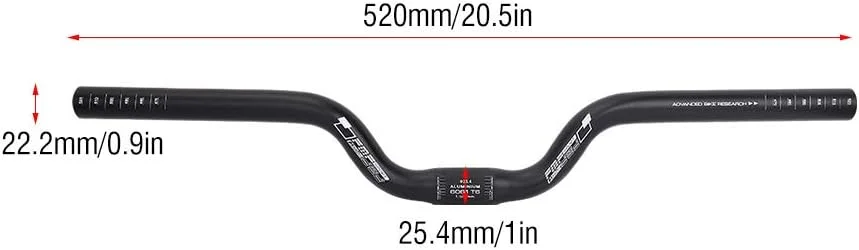 فرمان بلند آلیاژ آلومینیوم با استحکام بالا، مناسب برای بست 25.4 میلی‌متری، مخصوص دوچرخه‌سواران مشکی‌پوش