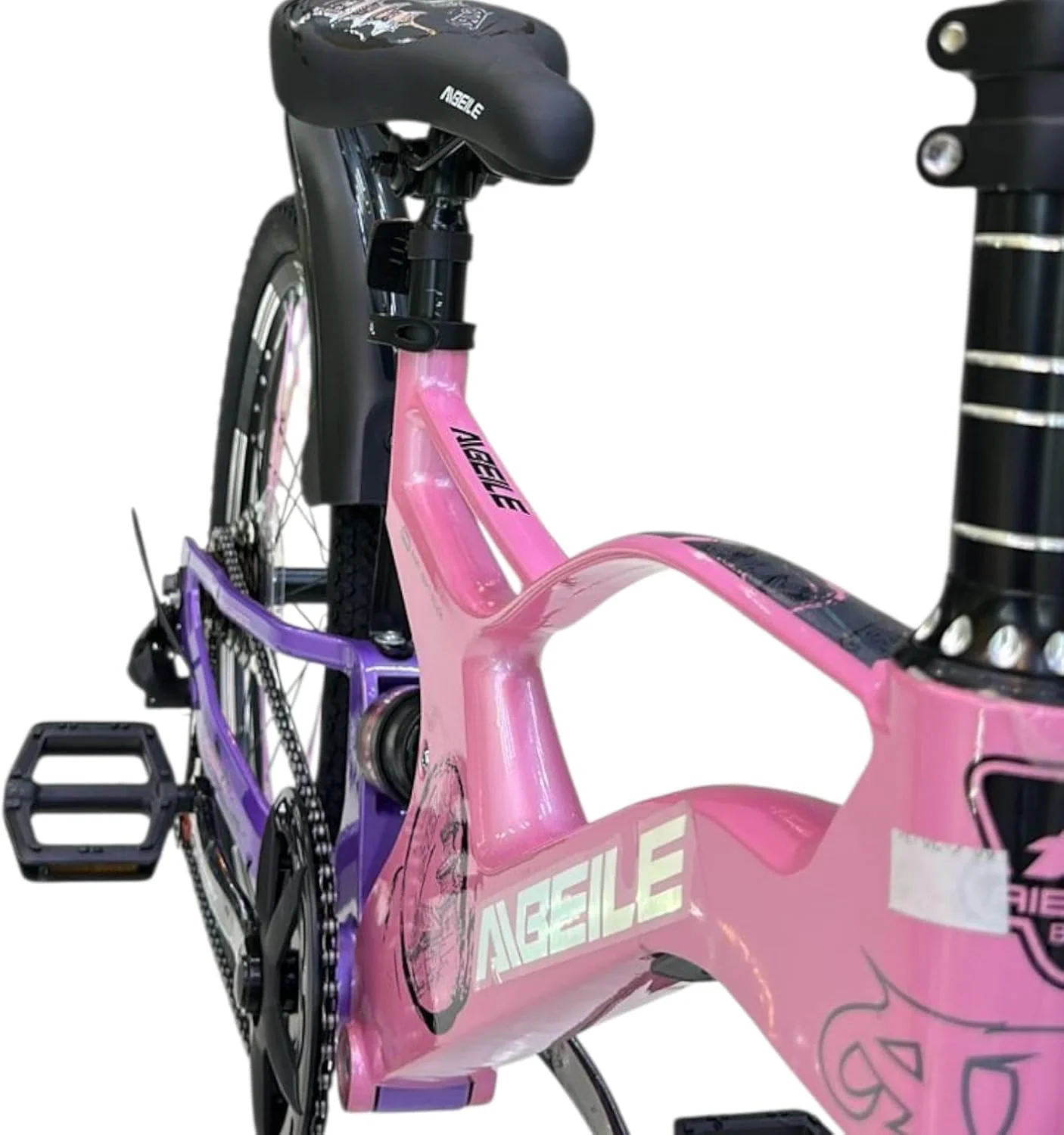 دوچرخه بچه گانه 20 اینچی - دوچرخه 28 سرعته با سیستم تعلیق دوگانه، دنده انگشتی، ترمزهای دیسکی دوگانه و صندلی قابل تنظیم | فریم و رینگ آلومینیومی، چرخ های تیوپ بادی، پایه پارک | دوچرخه دخترانه در امارات