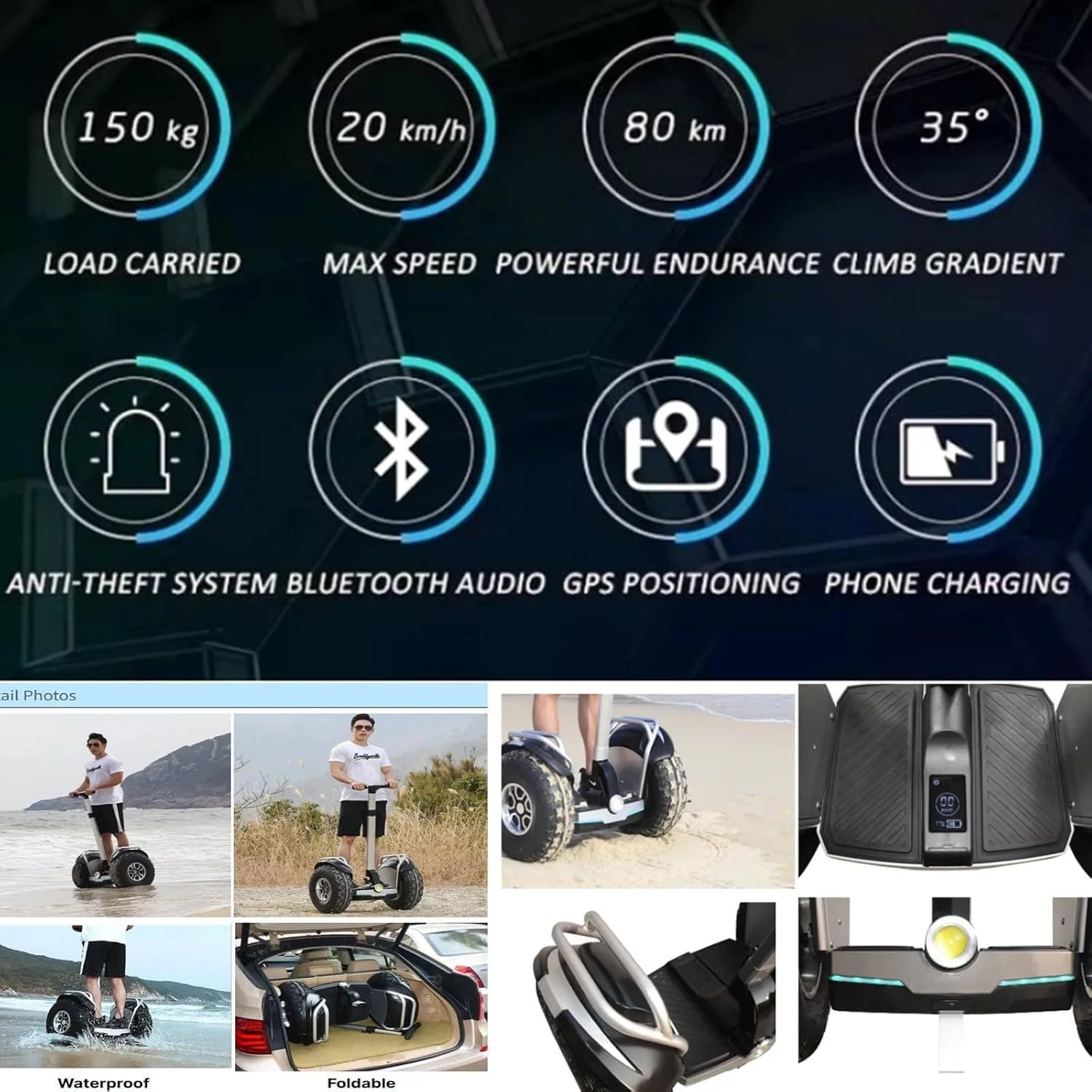 دوچرخه کوهستانی 19 اینچی - اتصال بلوتوث از طریق برنامه، حمل کننده شخصی - صفحه نمایش 6.5 اینچی + نور محیطی، دوچرخه هوشمند، حداکثر بار 150 کیلوگرم خاکستری-45