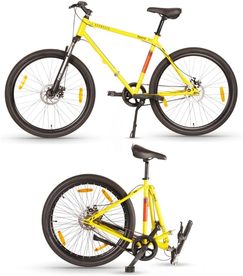 دوچرخه تاشو سایز کامل HORNBACK M1 مناسب آقایان و بانوان (فریم فولاد ضد زنگ + آلیاژ فولاد 20 اینچی، 21 دنده Shimano، چرخ های 28 اینچی، ترمز دیسکی مکانیکی (زرد))