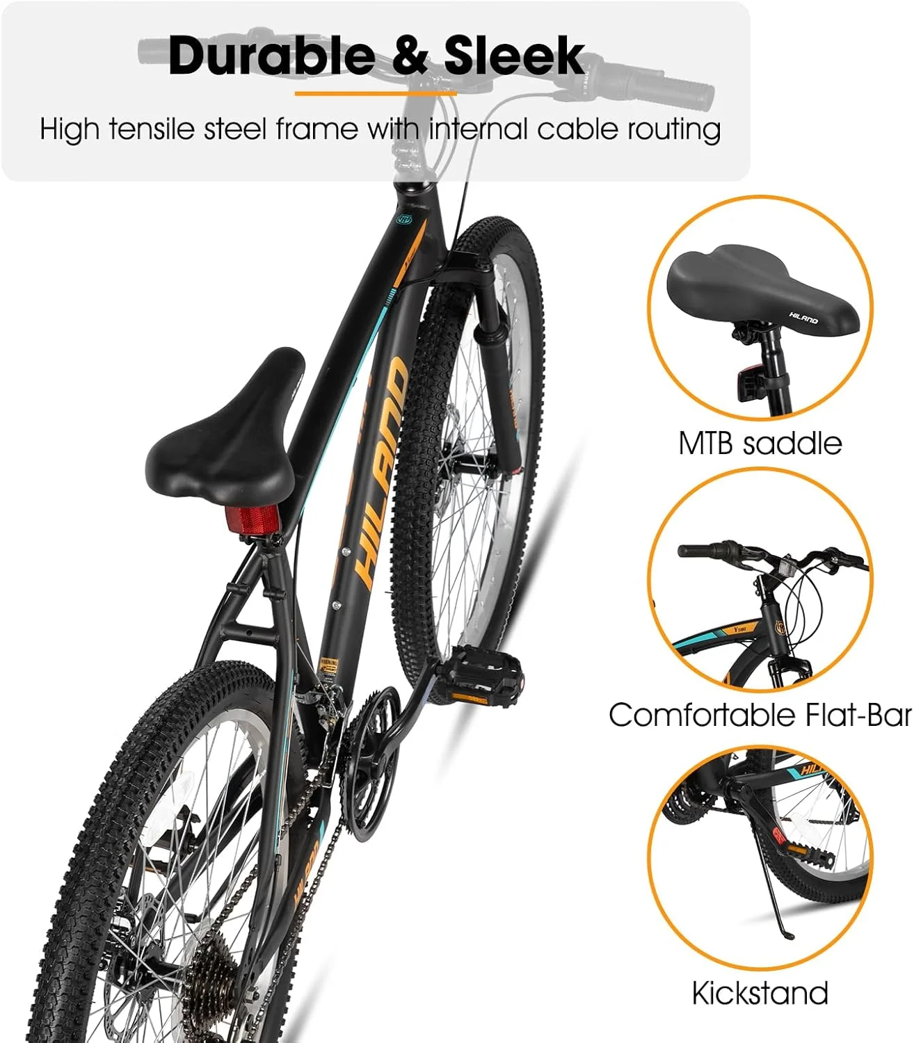 دوچرخه کوهستان مردانه و زنانه هایلند، دوچرخه کوهستانی 26 اینچی 18 سرعته با ترمز دیسکی دوبل، دوشاخ جلو کمک فنردار، فریم فولادی کربنی بالا، دوچرخه شهری مناسب بزرگسالان