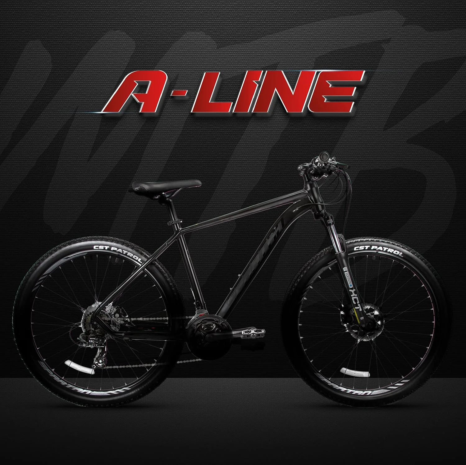 دوچرخه کوهستانی اسپارتان مدل A-Line با فریم آلیاژی سبک 27.5 اینچی | دنده | ترمز دیسکی | دوچرخه با سیستم تعلیق جلو | شانژمان شیمانو - قرمز - مشکی ساتن