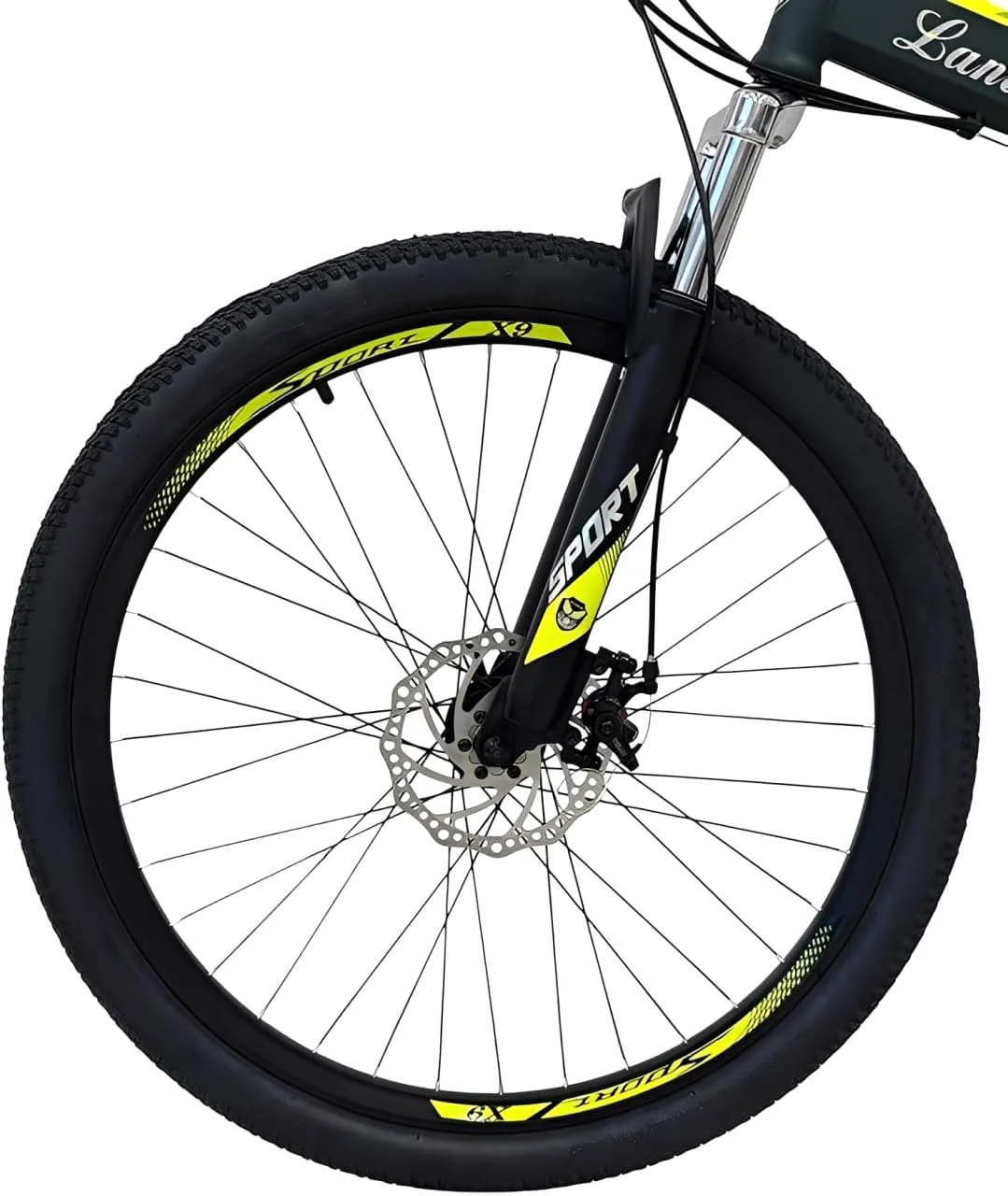 دوچرخه کوهستان تاشو - سبز خاکی | چرخ‌های ۲۶ اینچی | ترمزهای دیسکی | دنده‌های چند سرعته | فریم تعلیق