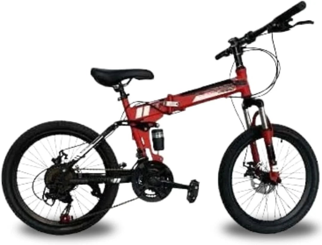 دوچرخه تاشو 21 دنده، دارای طوقه پره ای و سیستم تعلیق جلو