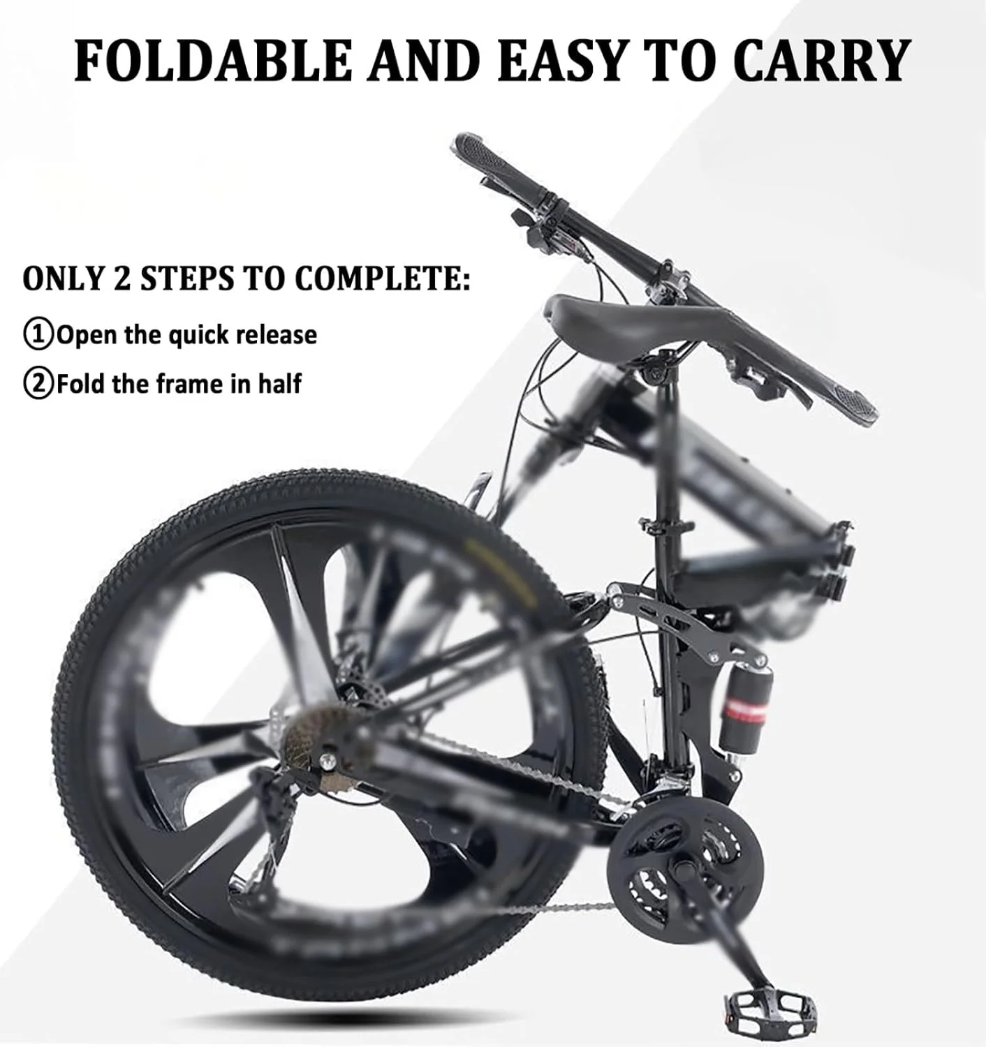 دوچرخه کوهستانی تاشو 24 و 26 اینچی با 21 دنده، ترمز دیسکی دوبل و 6 پره، طراحی سیستم تعلیق دوبل برای آقایان و بانوان