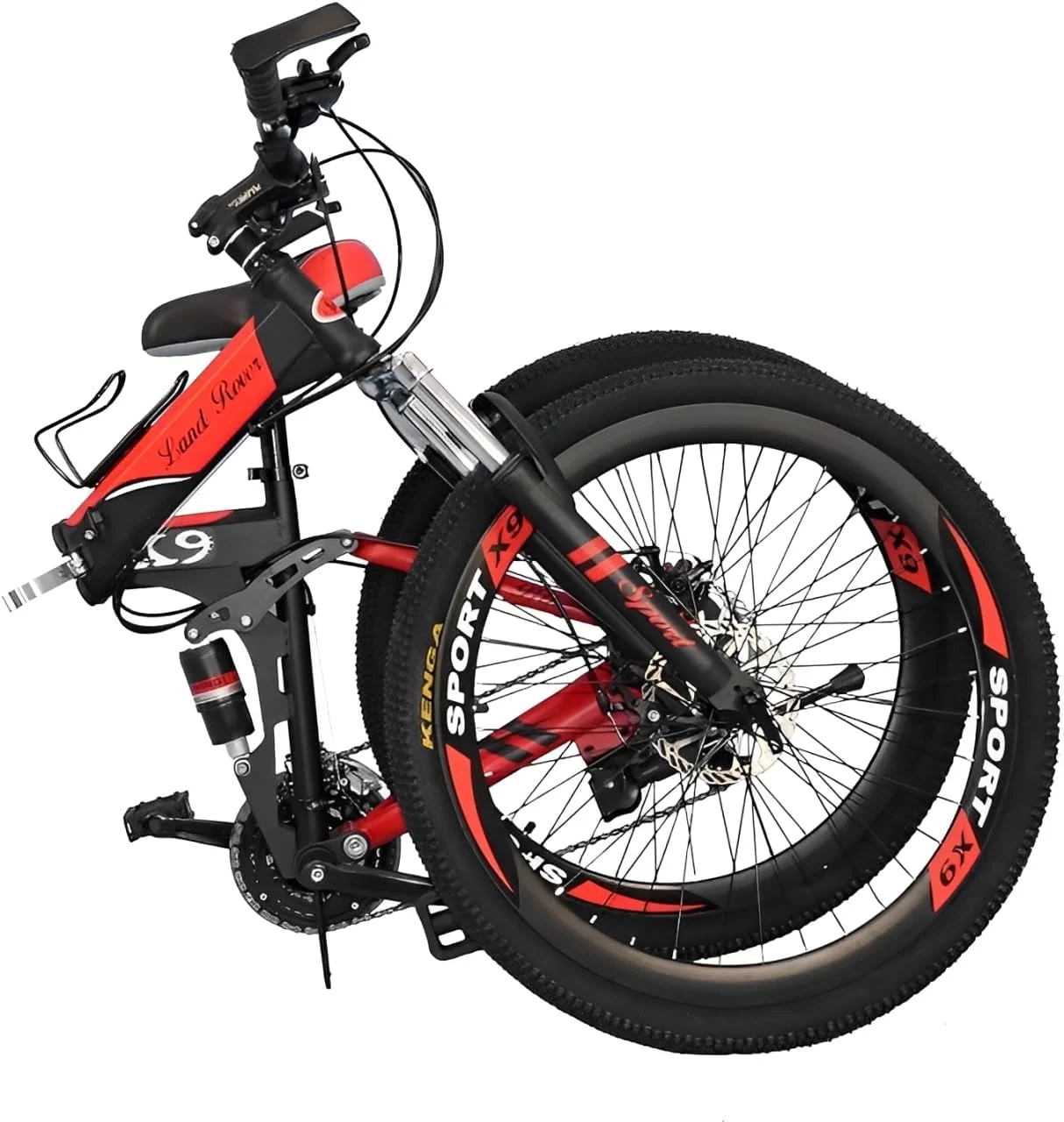 دوچرخه تاشو ورزشی و تناسب اندام کوهستان سایز 26 اینچ (مشکی/قرمز، 26)