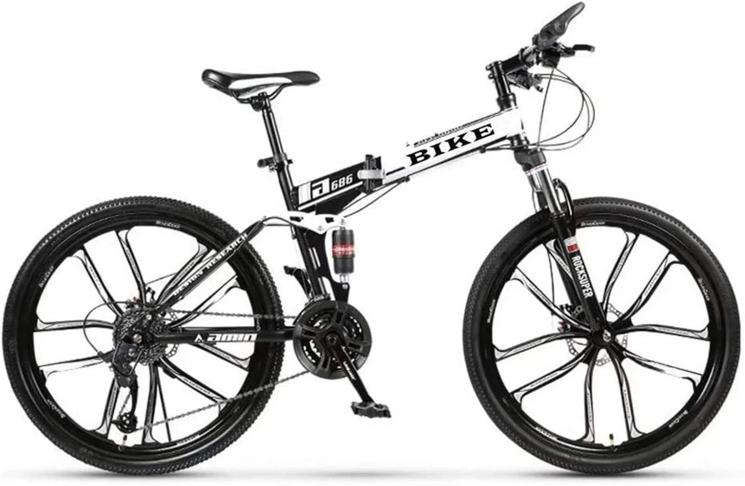 دوچرخه کوهستانی تاشو 24/26 اینچی، دوچرخه های کوهستانی تاشو MTB با فریم قمقمه و صندلی قابل تنظیم برای زنان، مردان، دختران و پسران، 21 دنده، 26 اینچ