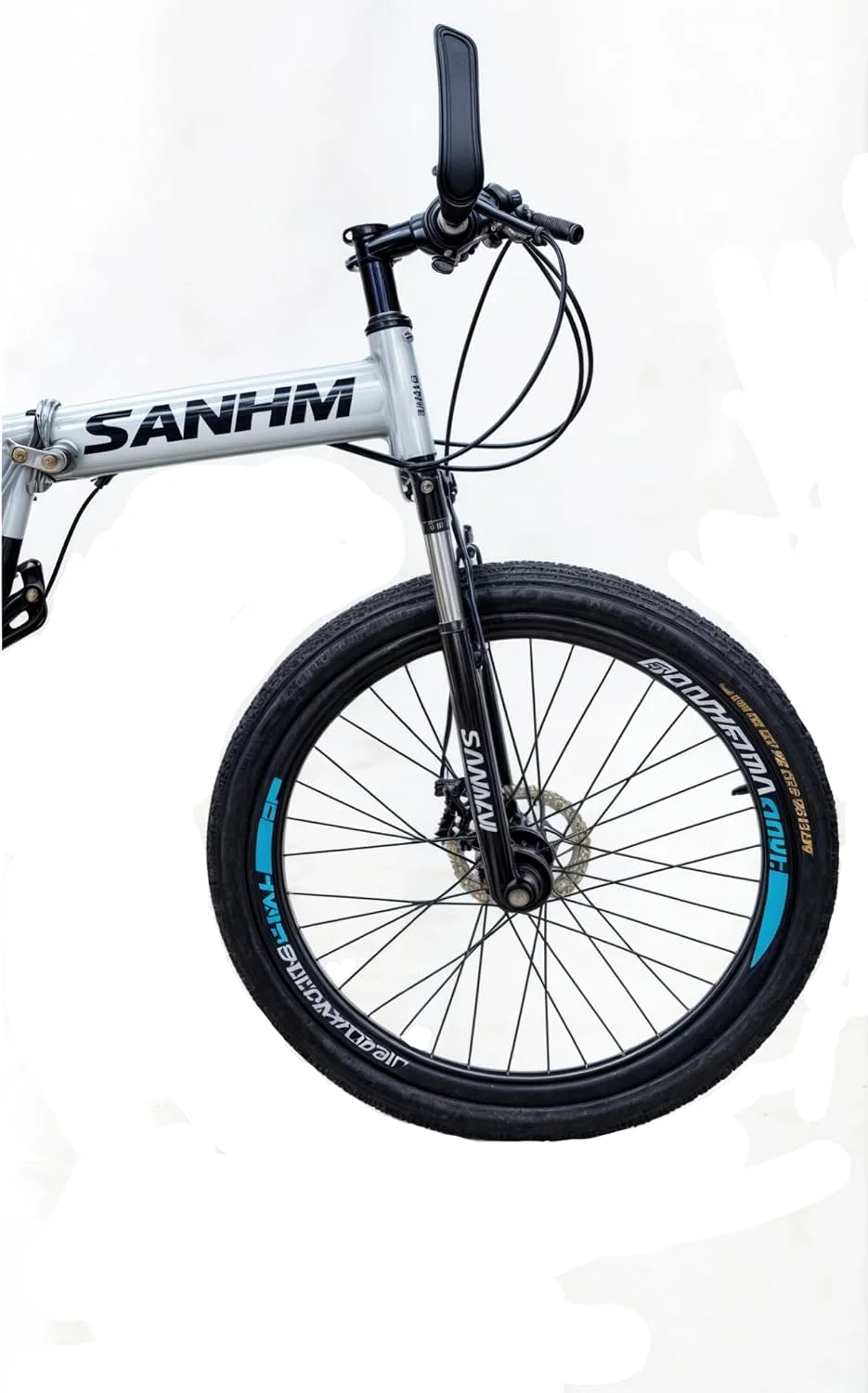 دوچرخه تاشو 26 اینچی با فریم فولادی کربنی، 21 دنده، سیستم تعلیق جلو، چرخ پره ای، ترمز دیسکی دوبل، سفید دوچرخه تاشو 26 اینچی با فریم فولادی کربنی، 21 دنده، سیستم تعلیق جلو، چرخ پره ای، ترمز دیسکی دوبل، سفید