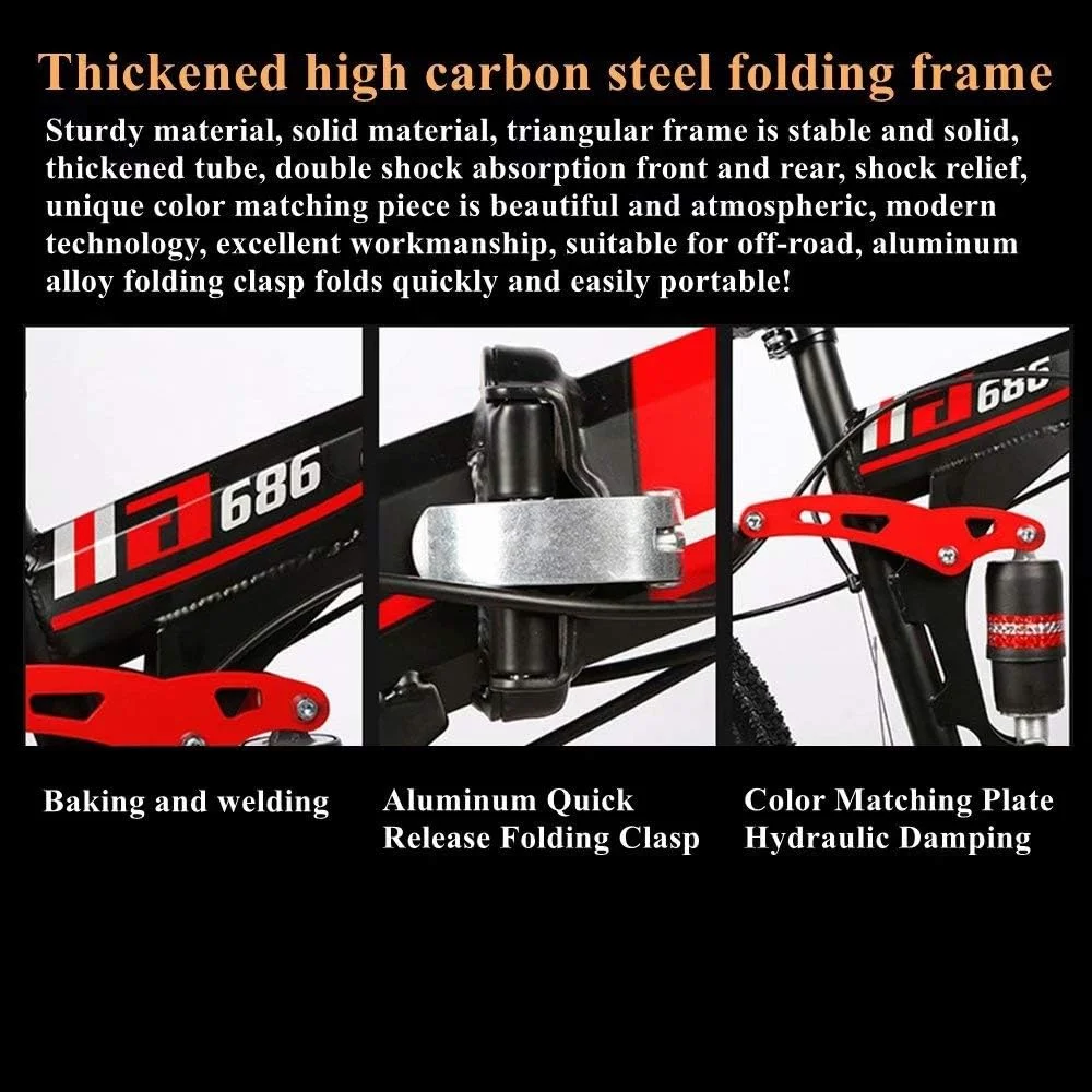 دوچرخه کوهستانی تاشو سایز ۲۴/۲۶ اینچ، دوچرخه ام تی بی با چرخ پره ای، زرد