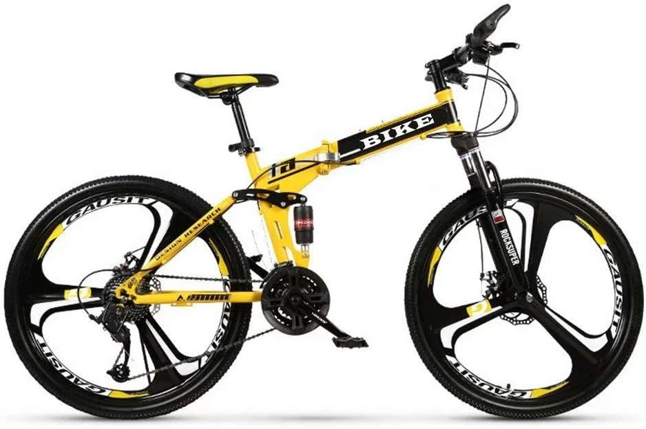 دوچرخه کوهستانی تاشو 24/26 اینچی، دوچرخه MTB با چرخ 3 کاتره، زرد