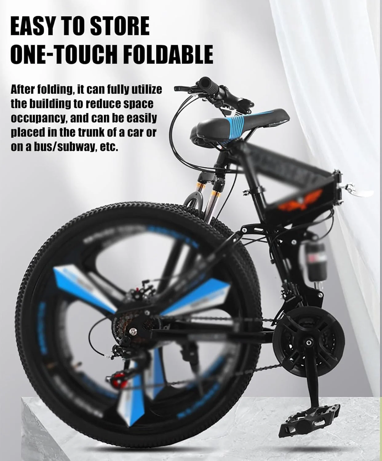 دوچرخه کوهستان تاشو 24 و 26 اینچی با سیستم تعلیق دوگانه، 21 دنده، فریم فولادی کربنی، مناسب ورزش و دوچرخه سواری برای بزرگسالان، آقایان، بانوان و نوجوانان