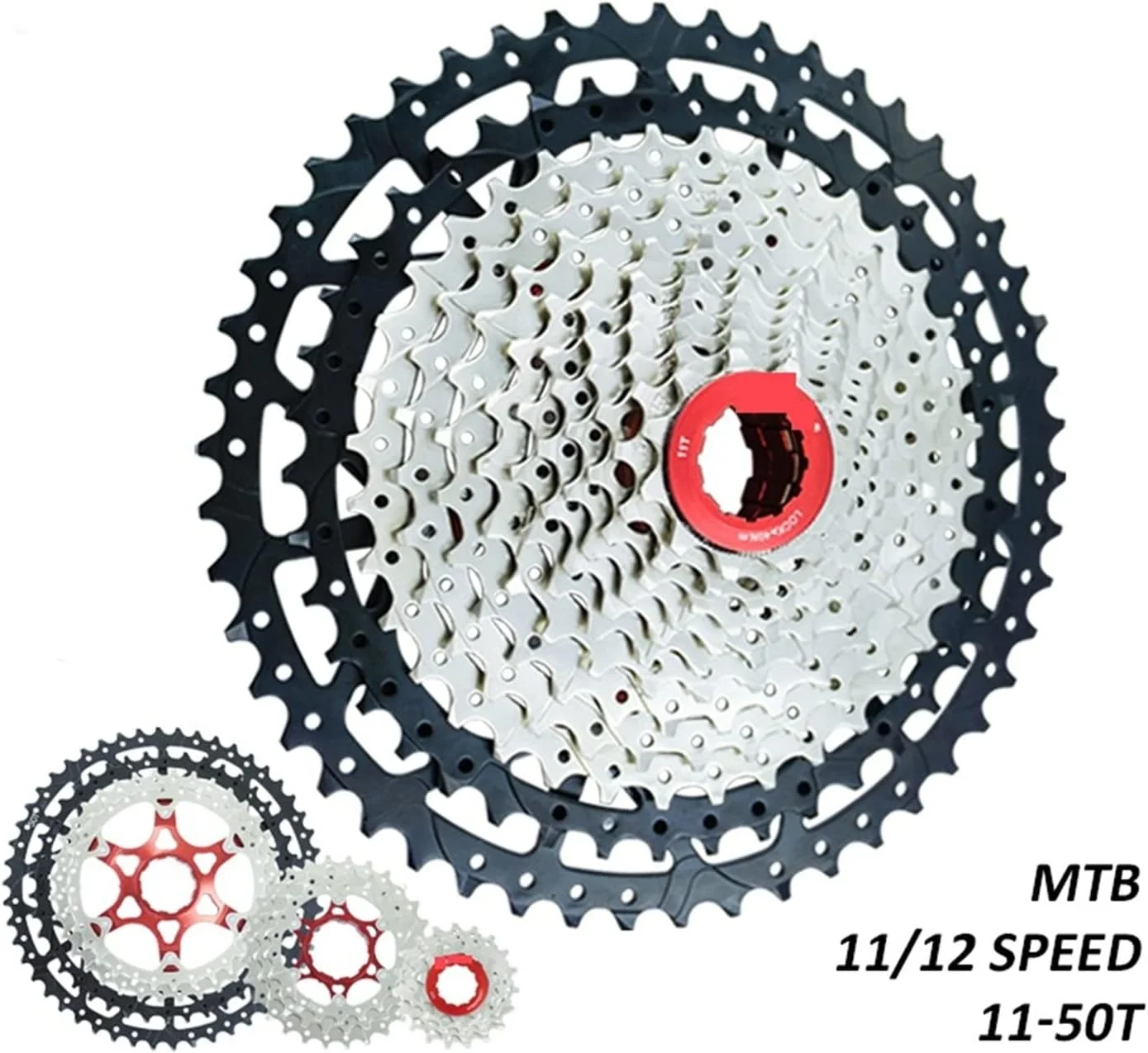 خودرو دنده آزاد دوچرخه کوهستان EviKoo، ۱۱ و ۱۲ سرعته، ۵۰T، قطعات دوچرخه MTB، چرخ دنده نقره ای فوق سبک (رنگ: ۱۲ سرعته ۱۱-۵۰t)