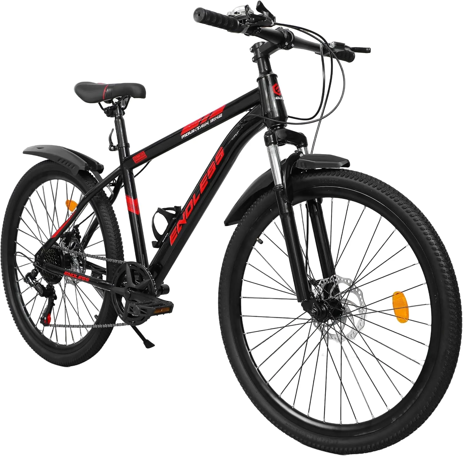 دوچرخه کوهستانی با فریم فولادی کربنی 18 اینچی، چرخ‌های 26 اینچی و تعویض دنده شیمانو تورنی برای بزرگسالان | ترمزهای دیسکی، صندلی قابل تنظیم، لاستیک‌های مناسب تمام سطوح، سیستم تعلیق