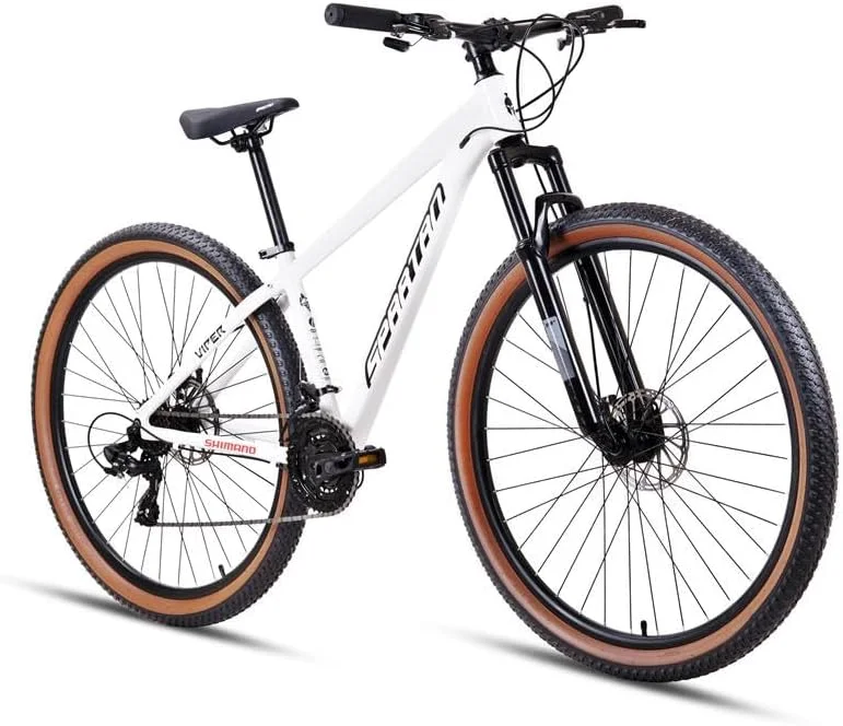 دوچرخه کوهستان اسپارتان Viper سایز 29 اینچ | دارای سیستم دنده 21 سرعته Shimano، دوشاخ کمک فنردار، ترمزهای دیسکی آلیاژی و لاستیک های Wanda 29x2.125 اینچ برای سواری نرم و مطمئن در تمام مسیرها | SP-3321