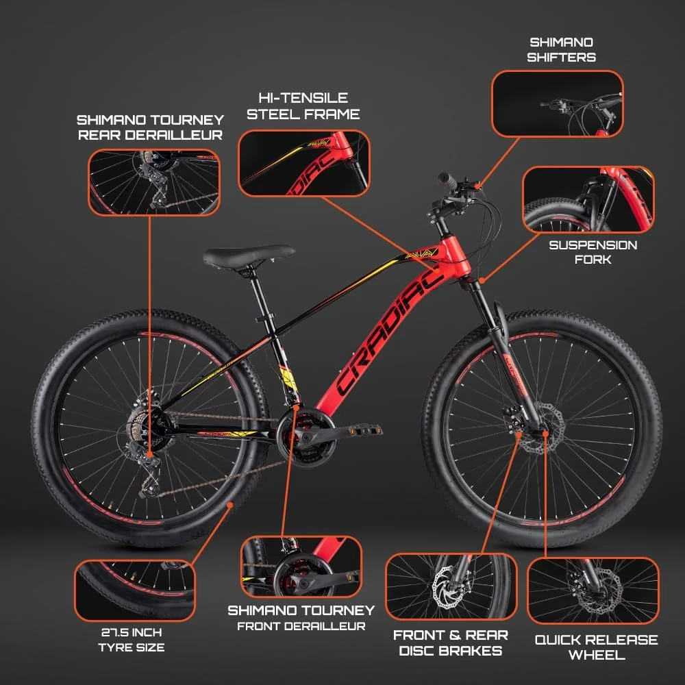 دوچرخه کوهستانی کرادیاک XC 90 با 21 دنده | سایز 27.5 | ترمز دیسکی دوبل | دارای کمک فنر جلو