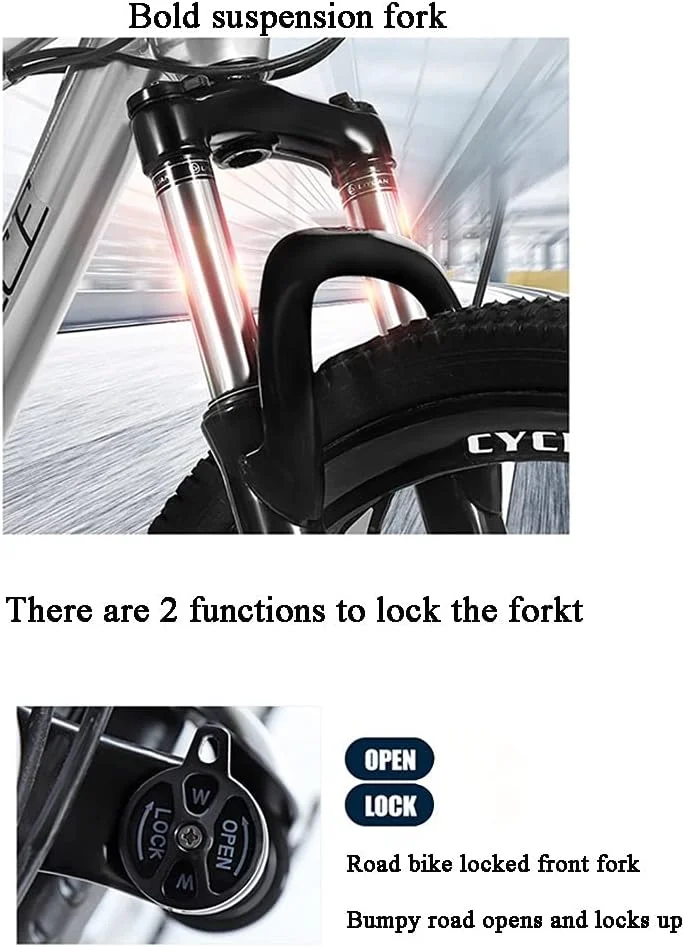 دوچرخه کوهستانی بچه گانه سایز ۲۴/۲۶ اینچ، دارای سیستم تعلیق کامل، ۲۷ دنده، ترمز دیسکی، مناسب برای آقایان و بانوان (رنگ: Style2، سایز: ۲۴ اینچ ۲۱ دنده)