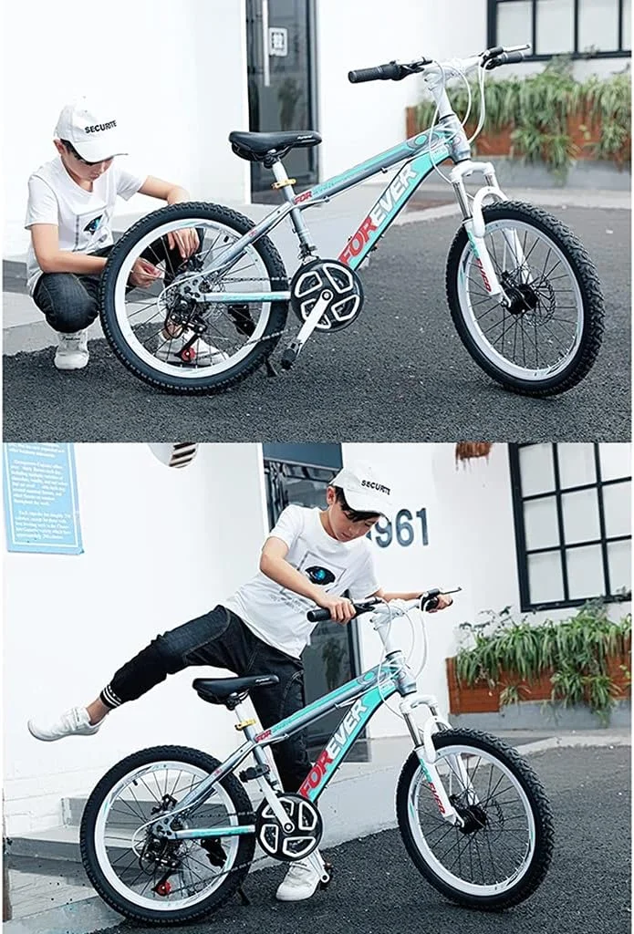 دوچرخه کوهستانی کودکانه 20 اینچی با دنده متغیر و کمک فنر در قسمت جلوی دوچرخه، مناسب برای پسران، دختران، دانش آموزان مقطع راهنمایی و نوجوانان