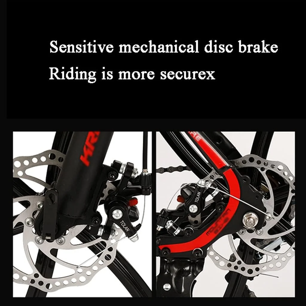 دوچرخه کوهستانی 26 اینچی کودکان، دوچرخه کوهستانی بزرگسالان با فولاد کربنی بالا، 27 دنده، ترمز دیسکی دوگانه با کمک فنر برای مردان و زنان