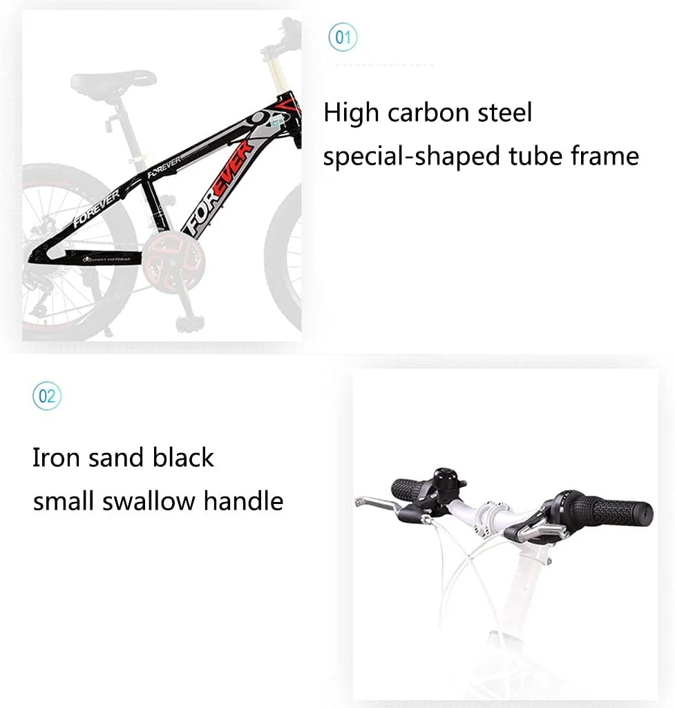 دوچرخه کوهستانی کودکانه 20 اینچی با دنده متغیر و کمک فنر در قسمت جلوی دوچرخه، مناسب برای پسران، دختران، دانش آموزان مقطع راهنمایی و نوجوانان