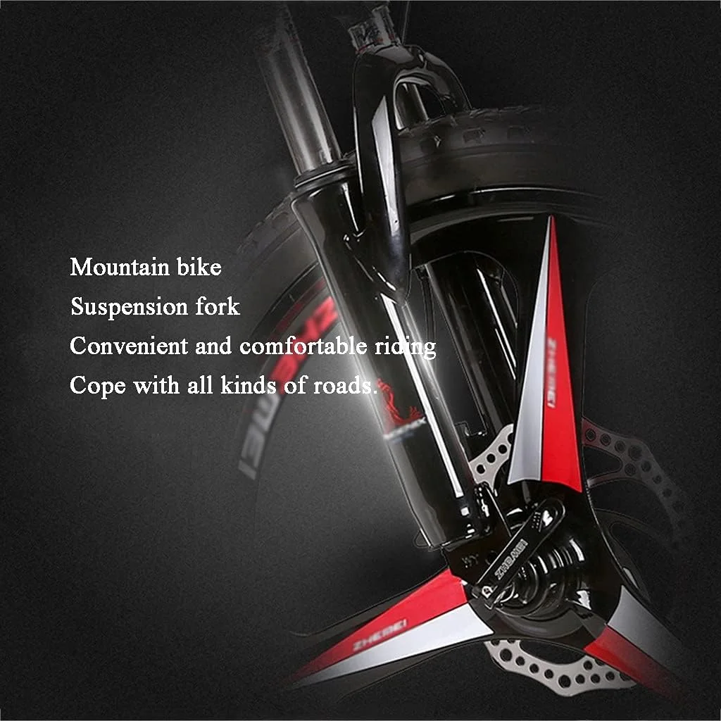دوچرخه کوهستانی 21 سرعته کودکان با فریم فولادی کربنی کششی بالا، سیستم تعلیق کامل، مناسب شهر و کوهستان، دوچرخه های MTB با ترمز دیسکی دوگانه برای بزرگسالان و نوجوانان (سایز: 20 اینچ)