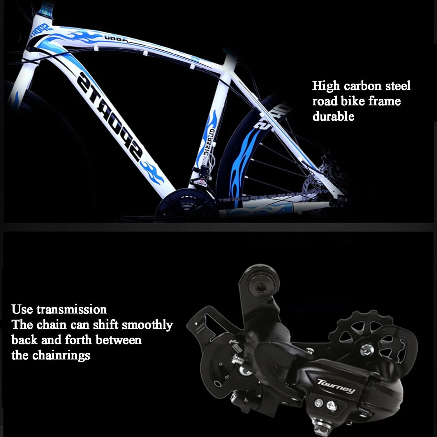 دوچرخه کوهستانی سایز 26 اینچ، 21 دنده، با فریم فولادی کربنی مقاوم و ترمز دیسکی دوبل، مناسب برای آقایان و بانوان