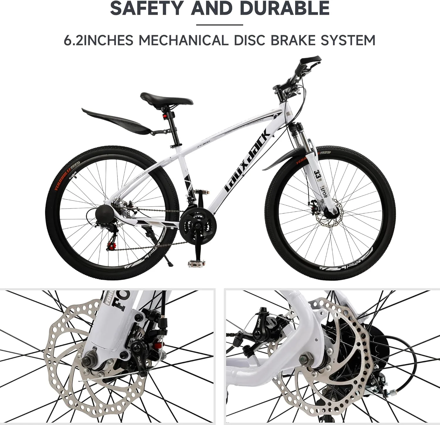 دوچرخه کوهستانی 27.5 اینچی بروس اند شارک برای بزرگسالان، 21 دنده، فریم آلیاژ آلومینیوم با چرخ های پره ای منیزیم، سیستم تعلیق جلو و ترمزهای دیسکی مکانیکی، دوچرخه یونیسکس برای مسیر/رفت و آمد، حداکثر بار 120 کیلوگرم