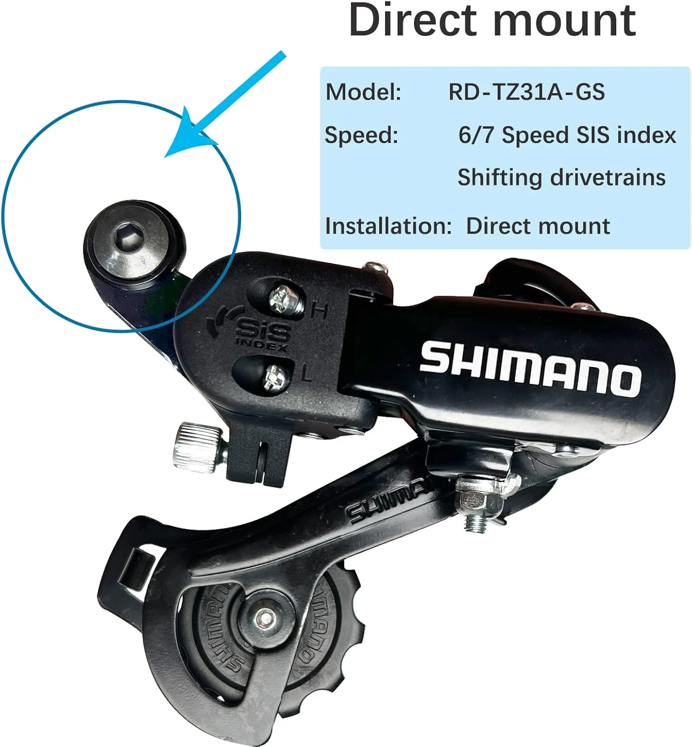 شانژمان عقب دوچرخه تورنی RD-TY21/RD-TZ31 با 6/7 دنده اتصال مستقیم/اتصال آویز برای دوچرخه کوهستان