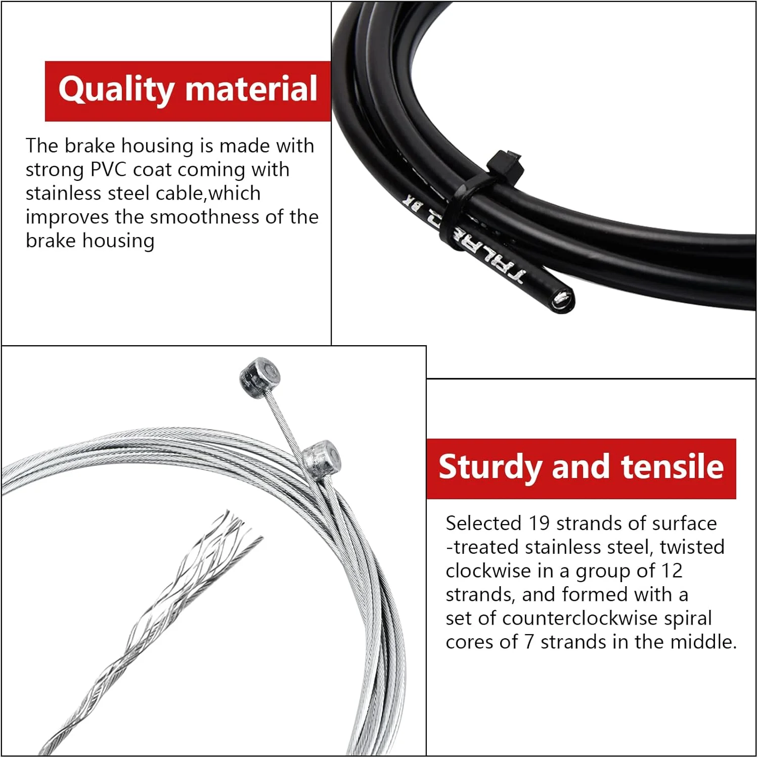 سیم ترمز دوچرخه، مجموعه سیم ترمز دوچرخه، سیم دنده بوودن، سیم داخلی ترمز جهانی، روکش سیم ترمز 2.5 متری + سیم ترمز جلو 1.1 متری + سیم ترمز عقب دوچرخه 1.7 متری به همراه سرسیم