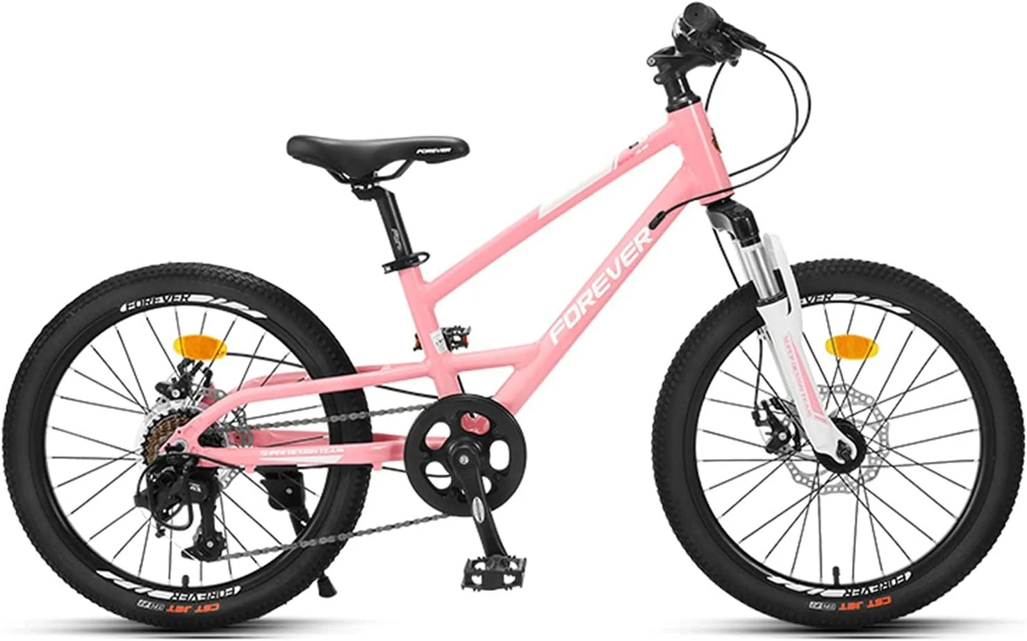 دوچرخه بچه گانه 20 اینچی، دوچرخه کوهستانی آلومینیومی 8 سرعته، برای پسران و دختران (رنگ: صورتی)
