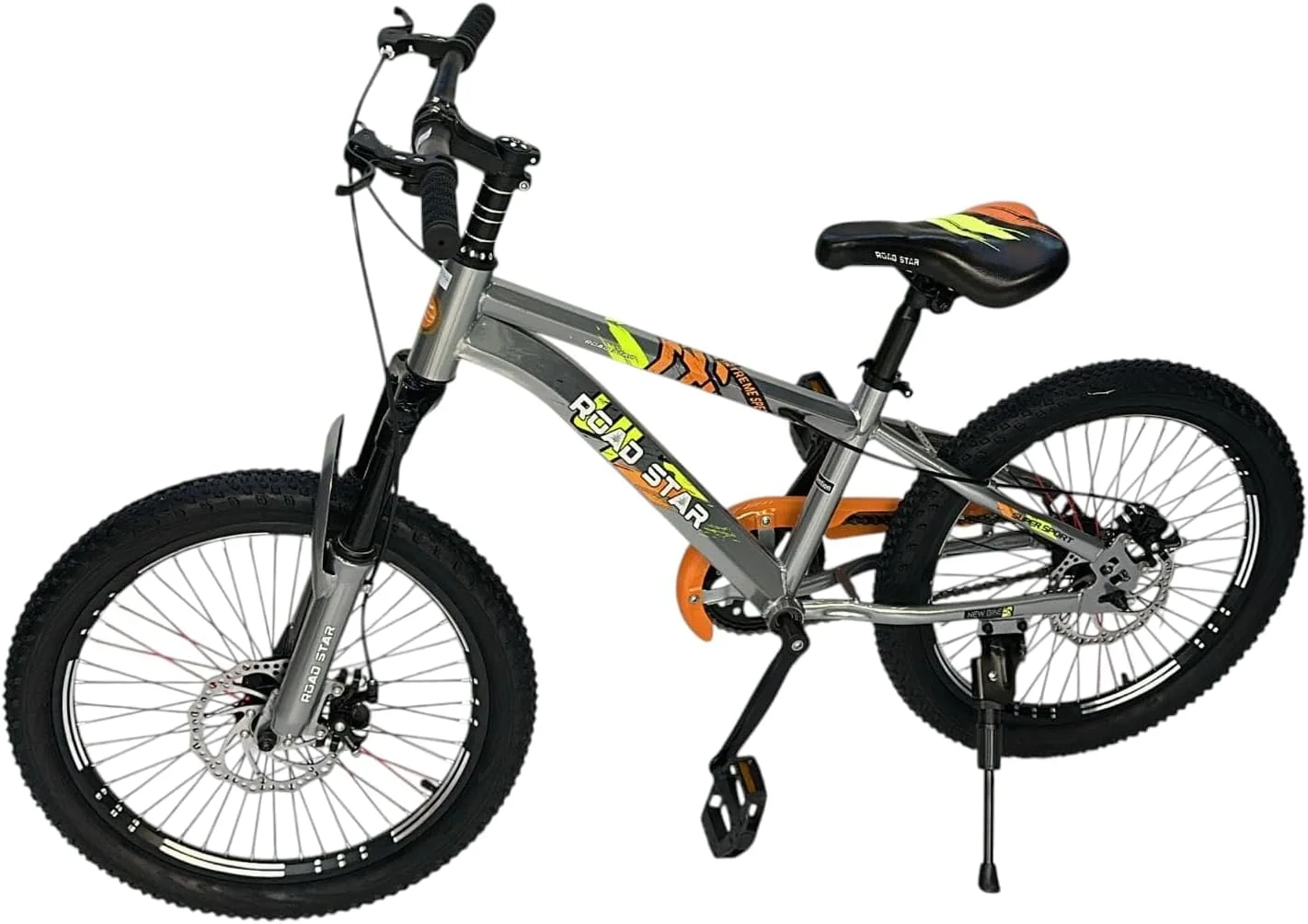 دوچرخه بچه گانه سایز 20 با فریم فولادی، ترمز دیسکی، کمک فنر، لاستیک تیوپی، طراحی فری استایل