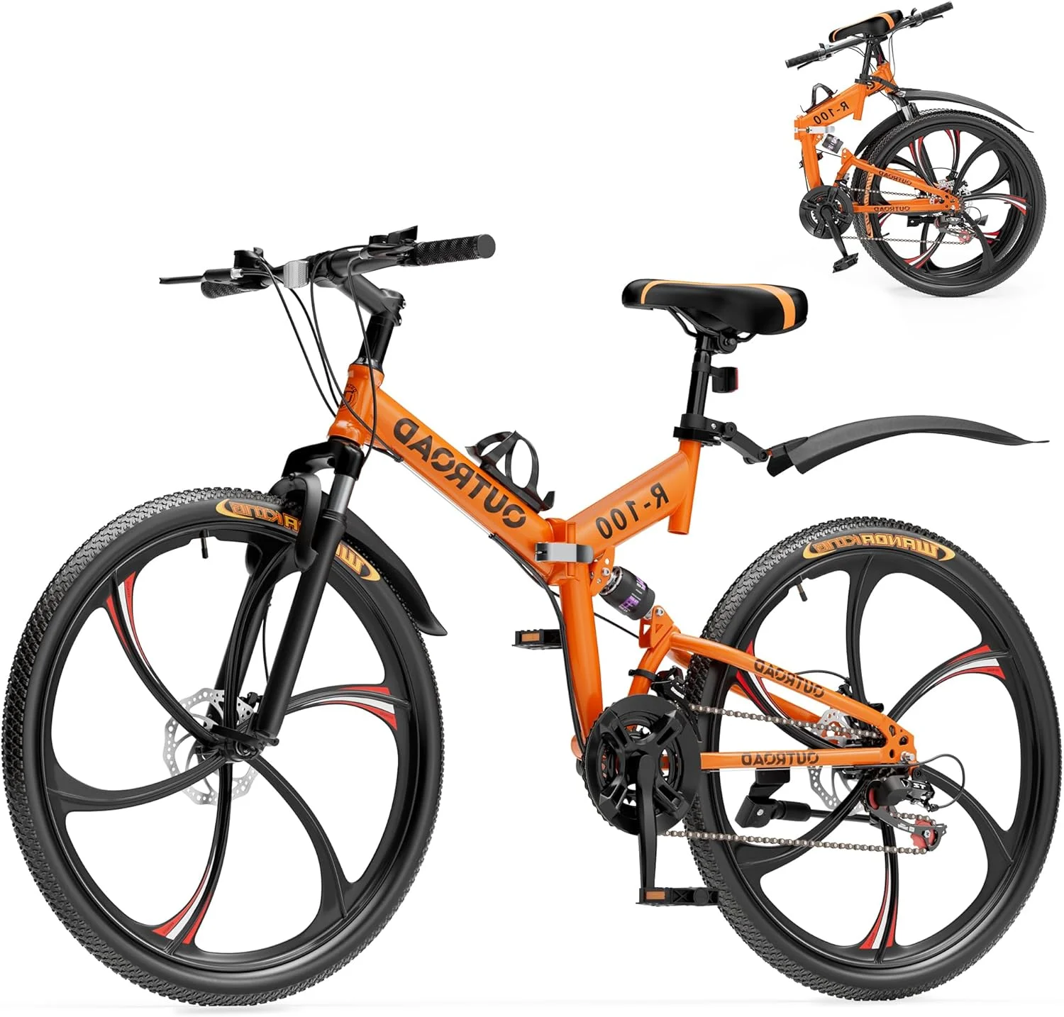 دوچرخه کوهستان 26 اینچی Betterland، دارای 21 دنده، سیستم تعلیق کامل، ترمز دیسکی دوبل، فریم فولادی کربنی و لاستیک ضد لغزش با قابلیت باز شدن سریع برای بزرگسالان