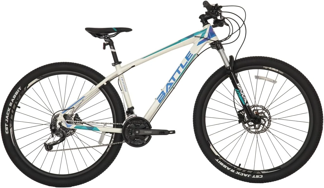 دوچرخه کوهستانی آلیاژ آلومینیوم Battle Exceed، لاستیک های 29 اینچی CST، سیستم دنده 27 سرعته Shimano Alivio، ترمز دیسکی هیدرولیک، صندلی قابل تنظیم، 27 دنده، دوچرخه MTB تعلیق دار برای مردان و زنان