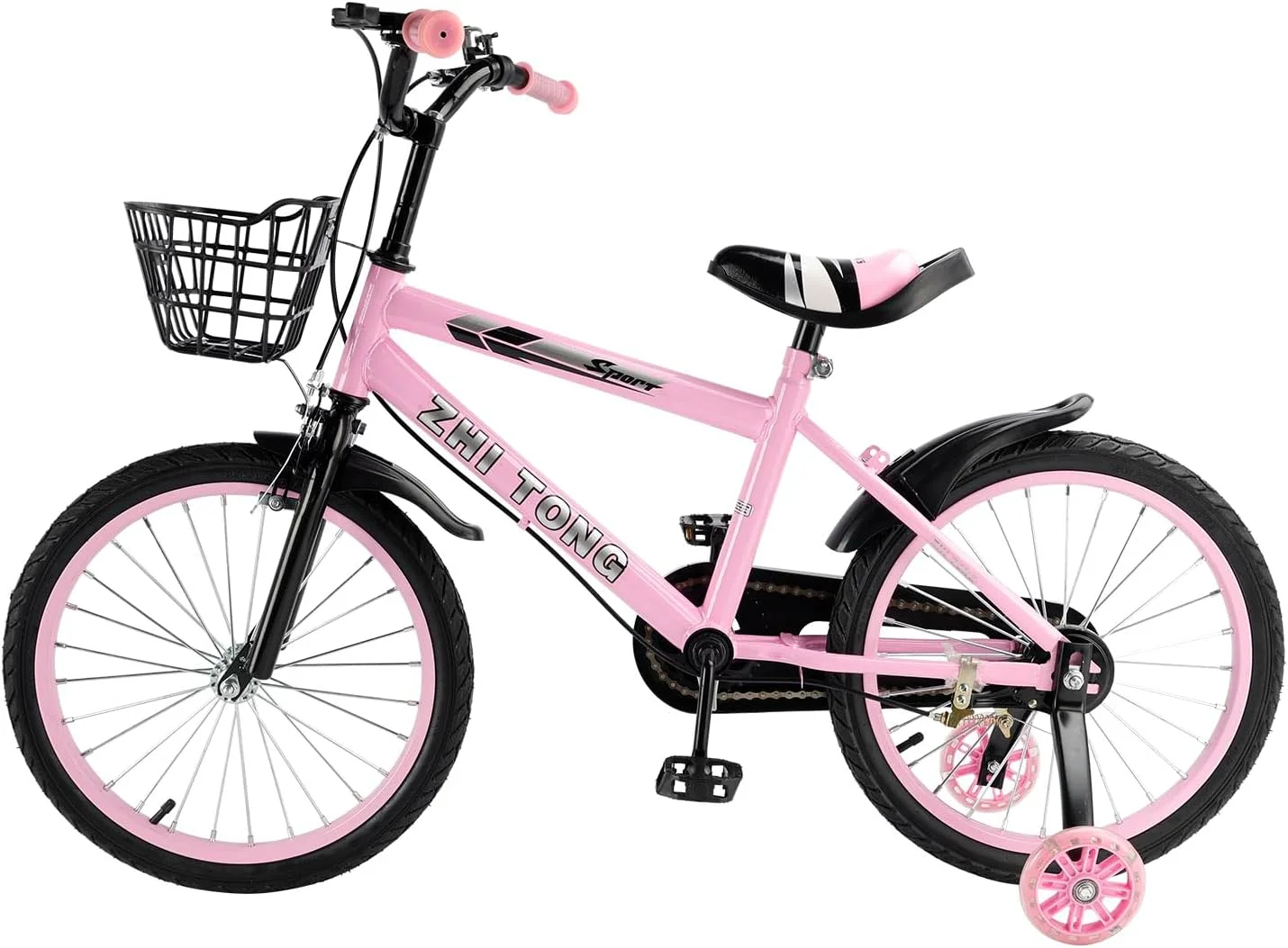 دوچرخه بچگانه 18 اینچی Areyourshop، صندلی و فرمان قابل تنظیم، فریم فولادی کربنی، ترمزهای دوبل، چرخ‌های پره‌ای ضد ضربه، چرخ‌های فلش مغناطیسی، تثبیت‌کننده‌های قابل جابجایی، دوچرخه پسرانه/دخترانه