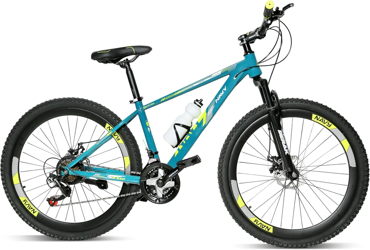 دوچرخه کوهستان دراک سایز 26 اینچ، مناسب جوانان و بزرگسالان، 7-21 سرعته، مدل ترنری از دراک‌بایکز (26، آبی-سبز)