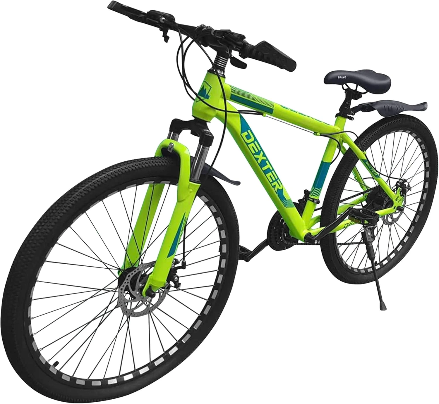 دوچرخه کوهستانی 21 سرعته ADDMAX Dexter با قطعات اصلی Shimano، مناسب برای ورزش و ماجراجویی، با فریم فولادی کربنی سبک 18 اینچی و لاستیک‌های 26x2 اینچی - لیمویی