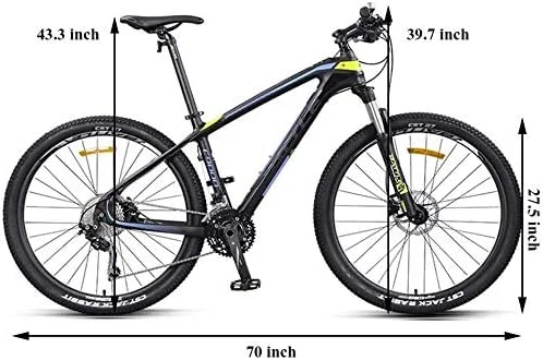 دوچرخه کوهستانی فوق سبک با فریم فیبر کربنی 27.5 اینچی، ترمز دیسکی دوگانه، مناسب آقایان و بانوان