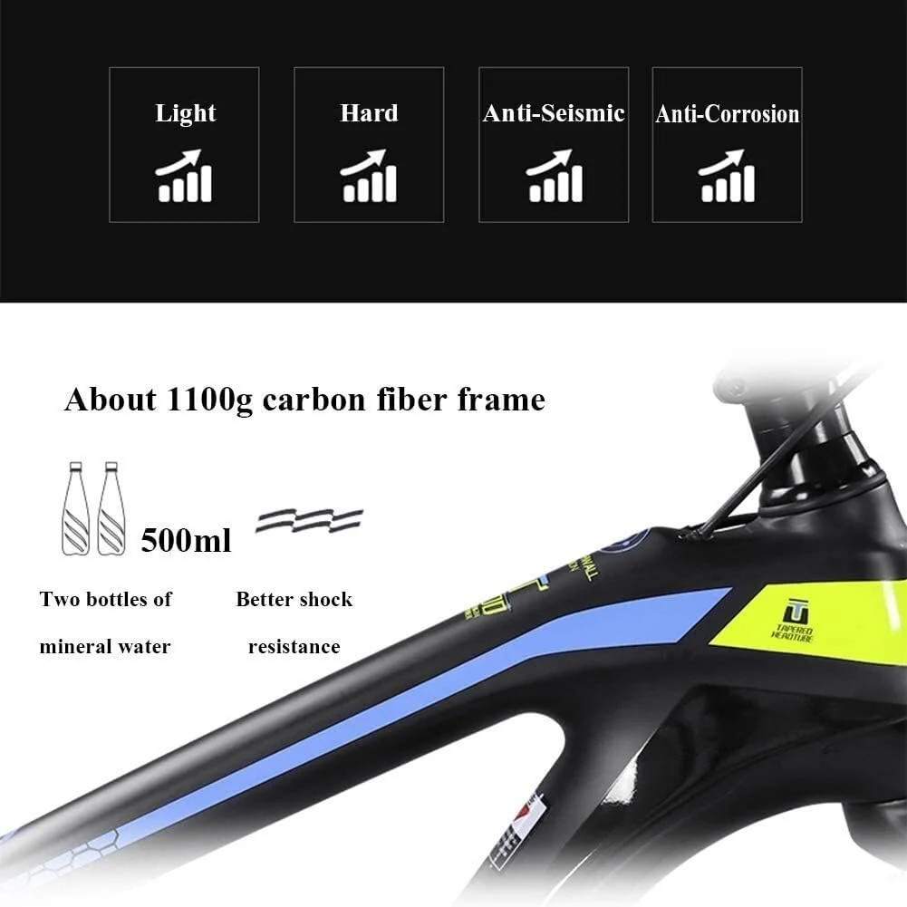 دوچرخه کوهستانی فوق سبک با فریم فیبر کربنی 27.5 اینچی، ترمز دیسکی دوگانه، مناسب آقایان و بانوان