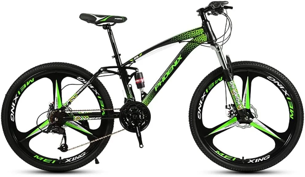 دوچرخه کوهستان با سیستم تعلیق کامل، چرخ ۲۶ اینچی، سیستم دنده ۲۱/۲۴/۲۷/۳۰ سرعته با فریم فولادی کربنی، ترمز دیسکی جلو و عقب، سیستم تعلیق دوگانه، دوچرخه کوهستان بزرگسالان مناسب برای هر دو جنسیت