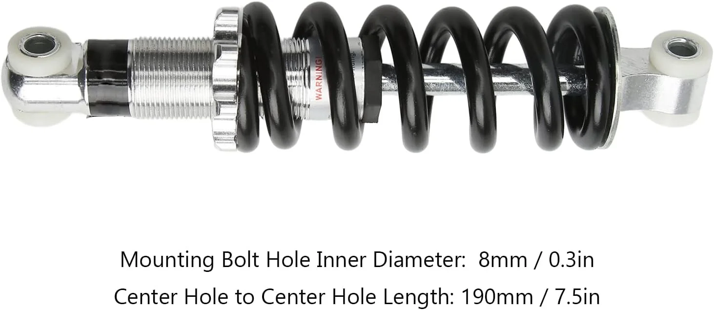 کمک فنر عقب دوچرخه 190 میلی متر 1200 پوند سوراخ 8 میلی متری فنر کمک فنر جهانی برای دوچرخه کوهستانی، دوچرخه برقی، موتور سیکلت، ATV