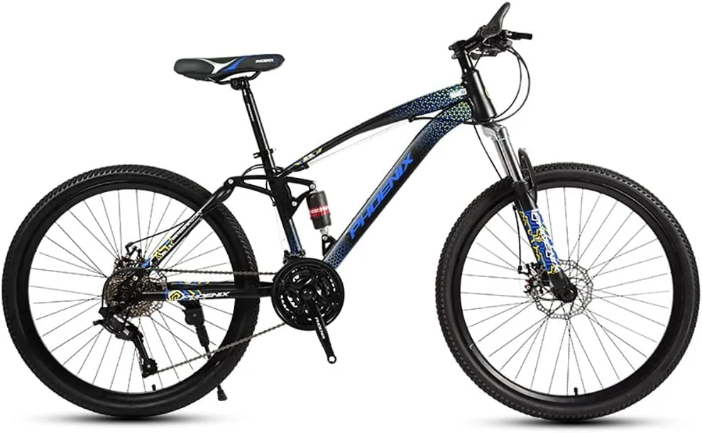 دوچرخه کوهستان با سیستم تعلیق کامل، چرخ ۲۶ اینچی، سیستم دنده ۲۱/۲۴/۲۷/۳۰ سرعته با فریم فولادی کربنی بالا، ترمز دیسکی جلو و عقب، سیستم تعلیق دوگانه، دوچرخه کوهستان بزرگسالان مناسب برای هر دو جنسیت