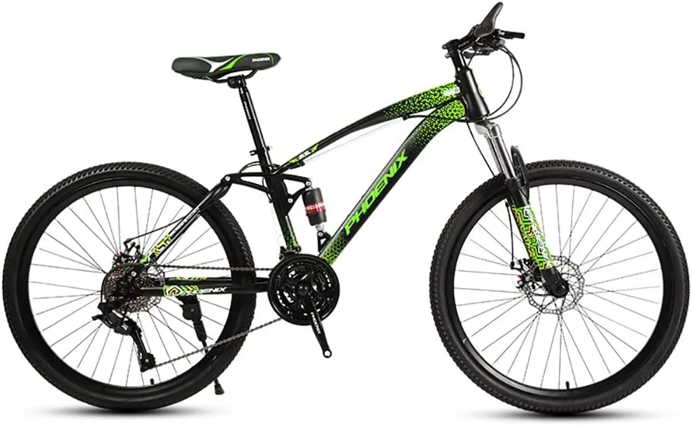 دوچرخه کوهستان با سیستم تعلیق کامل، چرخ ۲۶ اینچی، سیستم دنده ۲۱/۲۴/۲۷/۳۰ سرعته با فریم فولادی کربنی بالا، ترمز دیسکی جلو و عقب، سیستم تعلیق دوگانه، دوچرخه کوهستان بزرگسالان مناسب برای هر دو جنسیت
