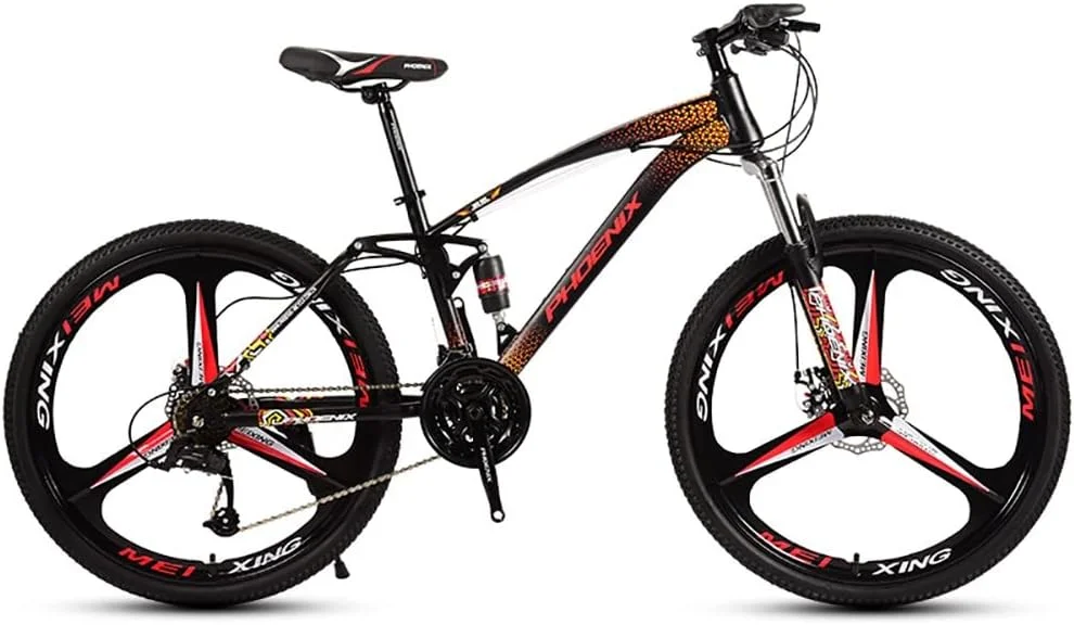 دوچرخه کوهستان با سیستم تعلیق کامل، چرخ ۲۶ اینچی، سیستم دنده ۲۱/۲۴/۲۷/۳۰ سرعته با فریم فولادی کربنی، ترمز دیسکی جلو و عقب، سیستم تعلیق دوگانه، دوچرخه کوهستان بزرگسالان مناسب برای همه
