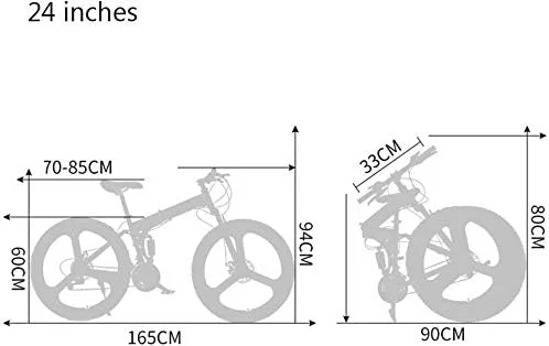 دوچرخه کوهستان تاشو با فریم فولادی کربنی، 24 اینچ، دنده متغیر، کمک فنر دوبل، سه پره، مناسب برای افراد