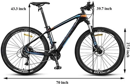 دوچرخه کوهستانی 27.5 اینچی با فریم فیبر کربن فوق سبک، ترمز دیسکی دوگانه، مناسب آقایان و بانوان