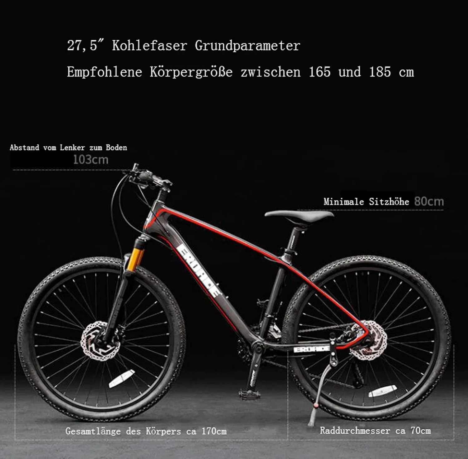 دوچرخه کوهستان سایز 27.5 اینچ با فریم فیبر کربن فوق سبک، ترمز دیسکی دوگانه، مناسب آقایان و بانوان